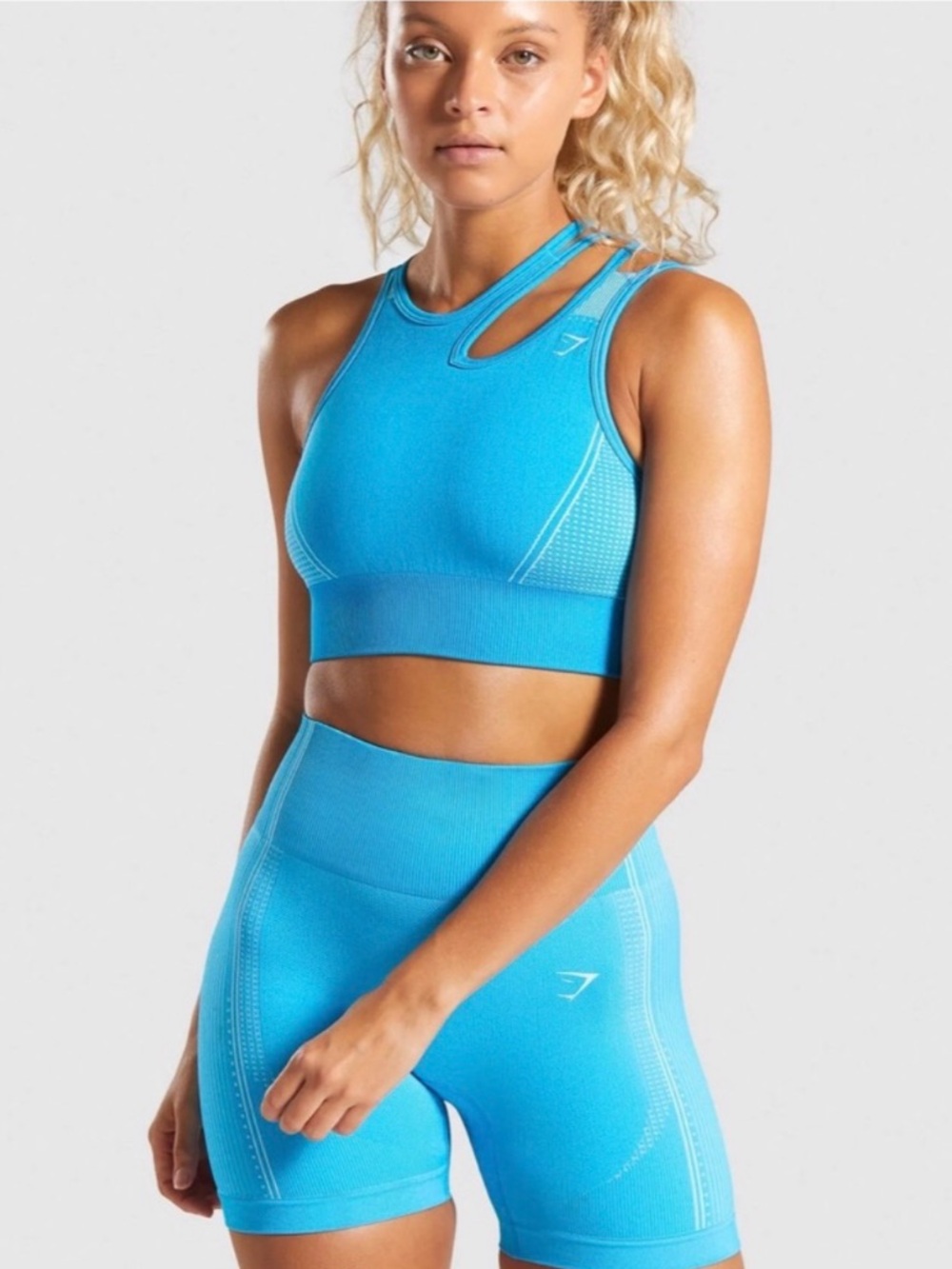 GYMSHARK Ultra Seamless asymmetrical sports bra and shorts set
